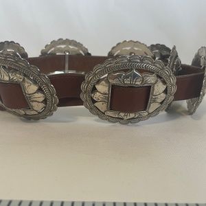 Brighton Brown Leather Sunflower Concho Belt Size M Western Cowgirl 1993